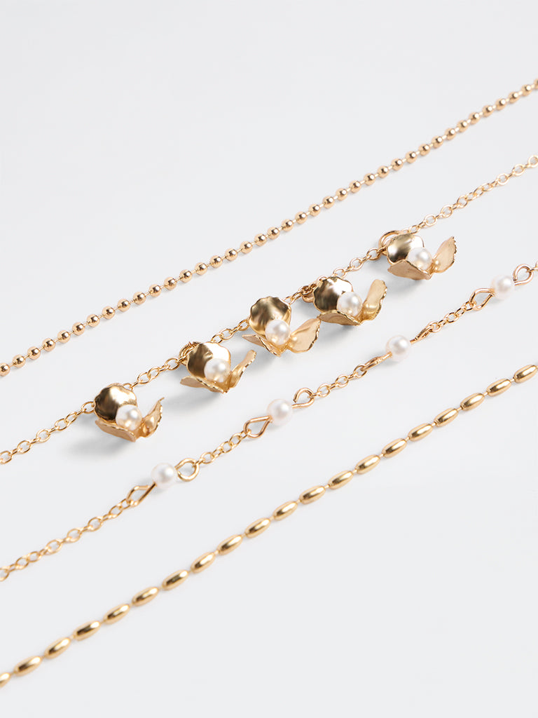 Westside Accessories Gold Assorted Chain Bracelets - Pack of 4