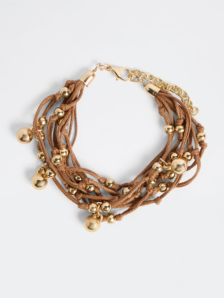 Westside Accessories Brown Multi-Cord Beaded Bracelet