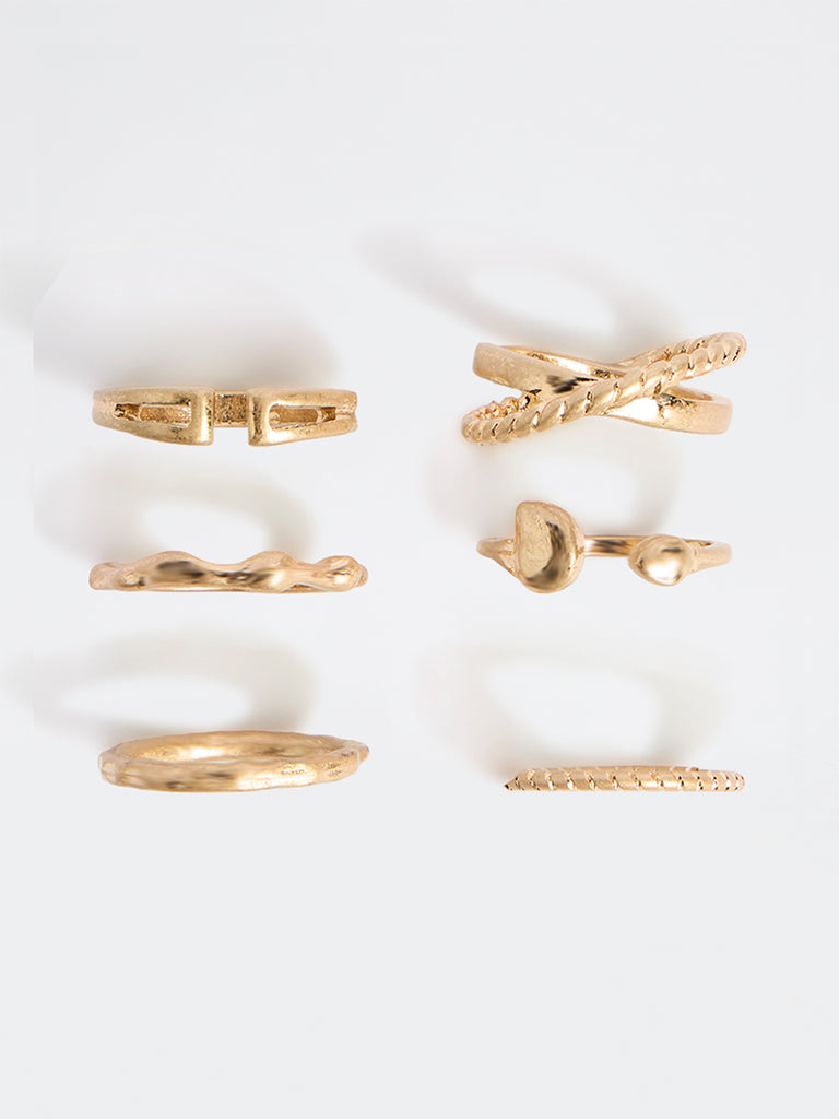 Westside Accessories Gold Multi-Stack Rings - Pack of 6