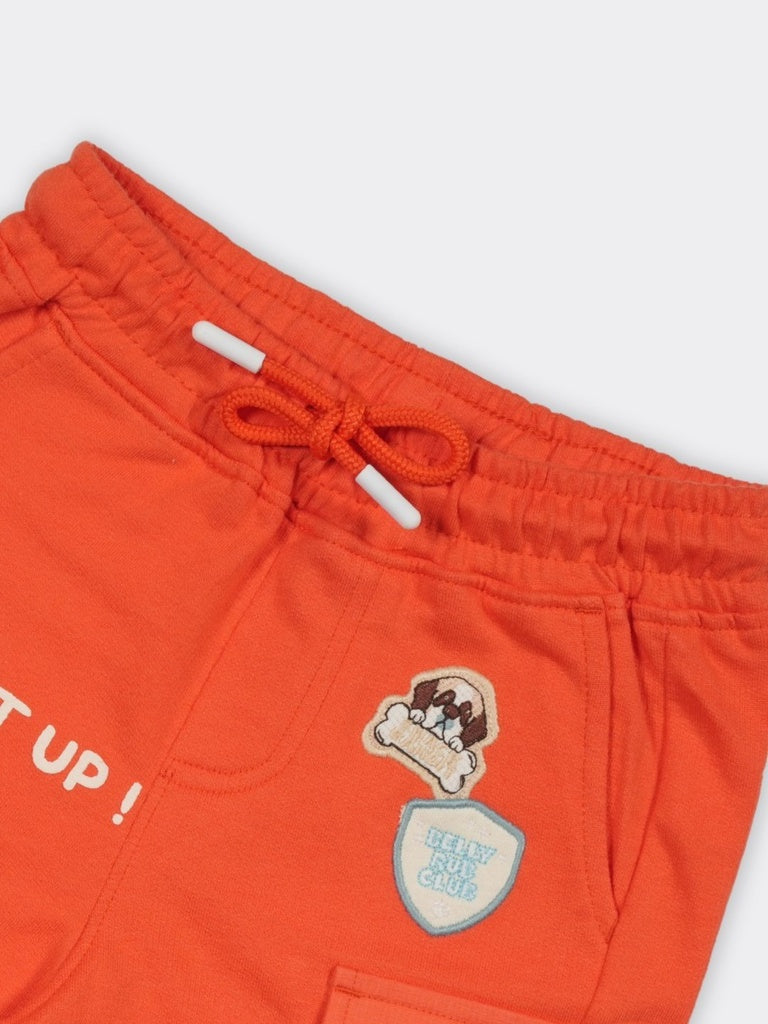 HOP Kids Boys Orange Patch Detail Cargo Cotton Shorts