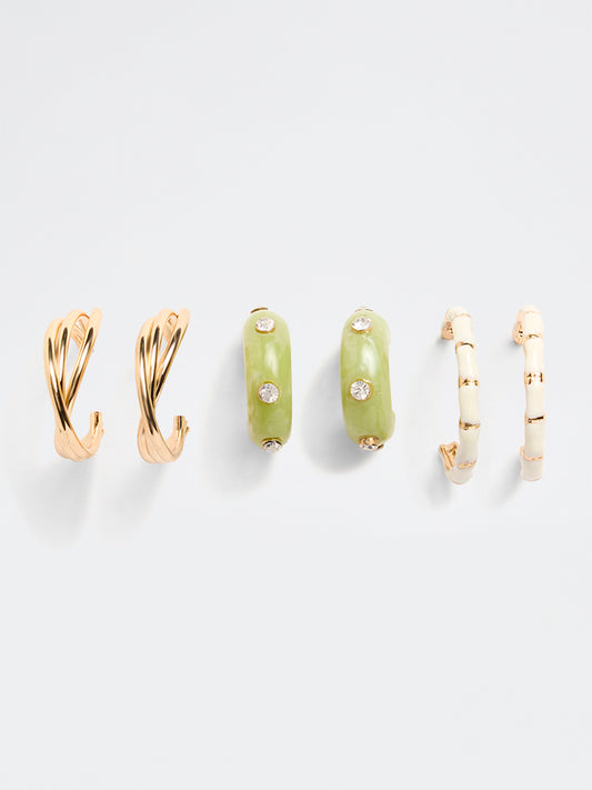 Westside Accessories Multi Color Hoop Earrings - Pack of 3