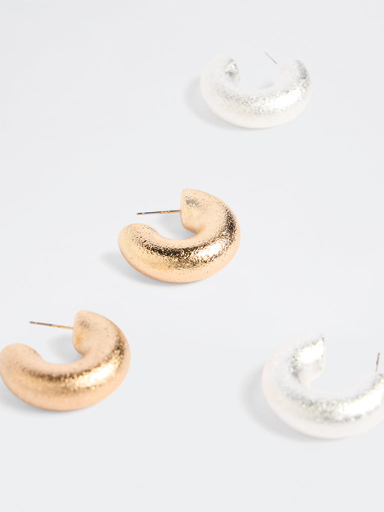 Westside Accessories Gold and Silver Hoop Earrings - Pack of 2