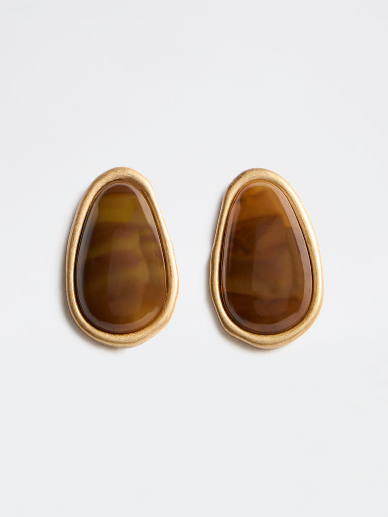 Westside Accessories Brown Statement Stud Earrings