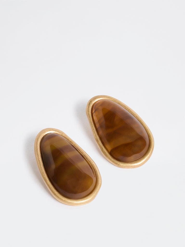 Westside Accessories Brown Statement Stud Earrings