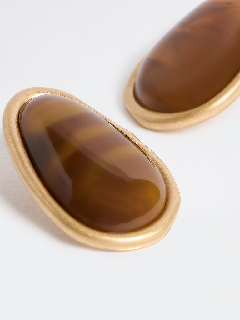 Westside Accessories Brown Statement Stud Earrings
