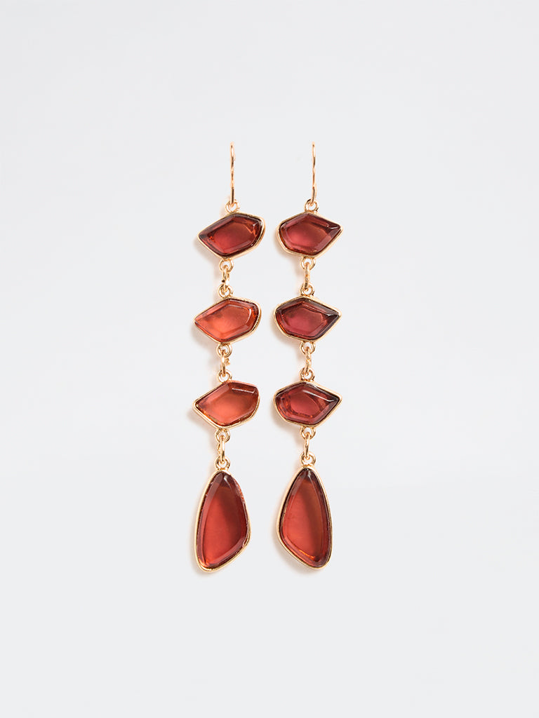 Westside Accessories Red Stone Statement Dangler Earrings