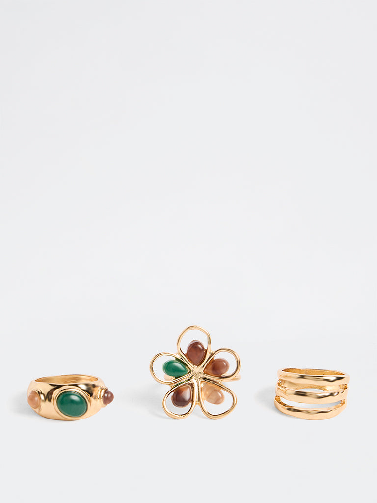 Westside Accessories Gold Multi Stack Rings - Pack of 3