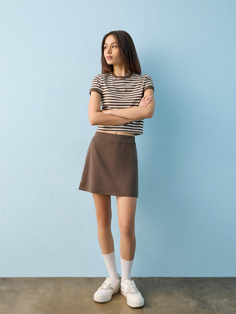 Nuoflexx Brown High-Rise Skirt