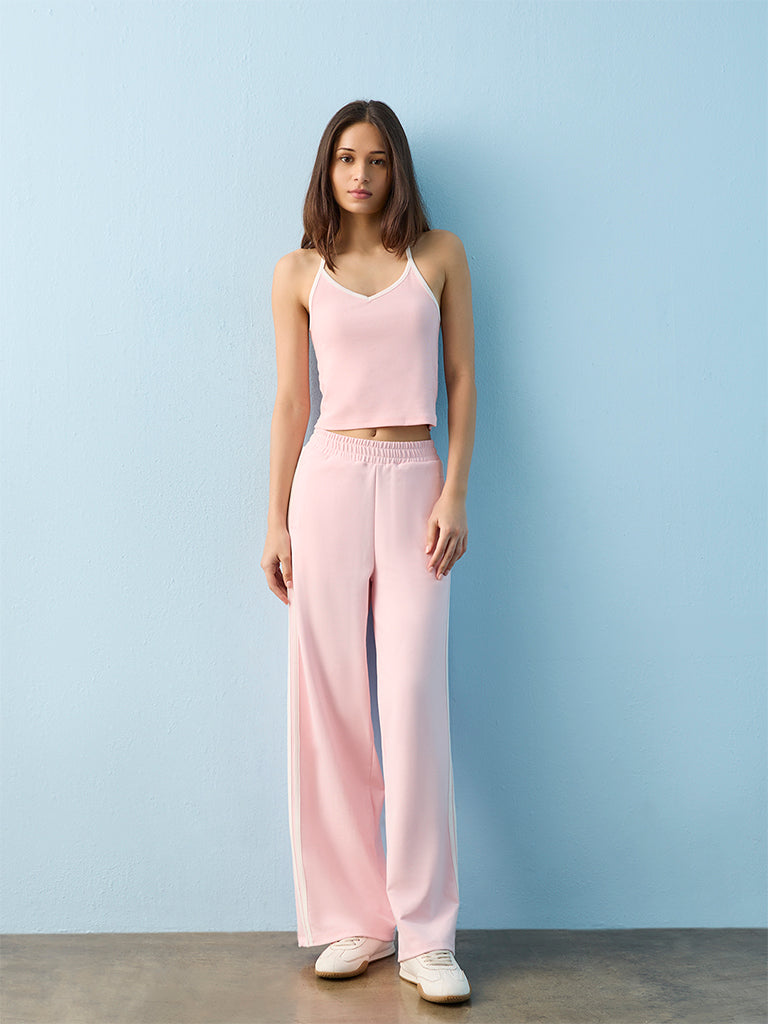 Nuoflexx Pink Stripe-Detail High-Rise Track Pants