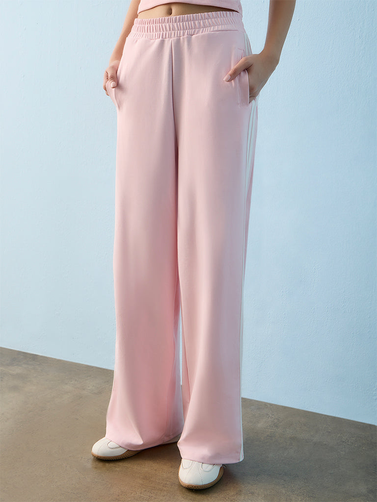 Nuoflexx Pink Stripe-Detail High-Rise Track Pants