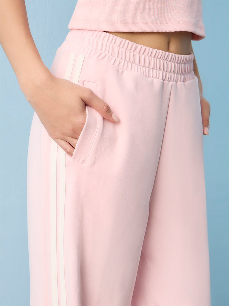Nuoflexx Pink Stripe-Detail High-Rise Track Pants