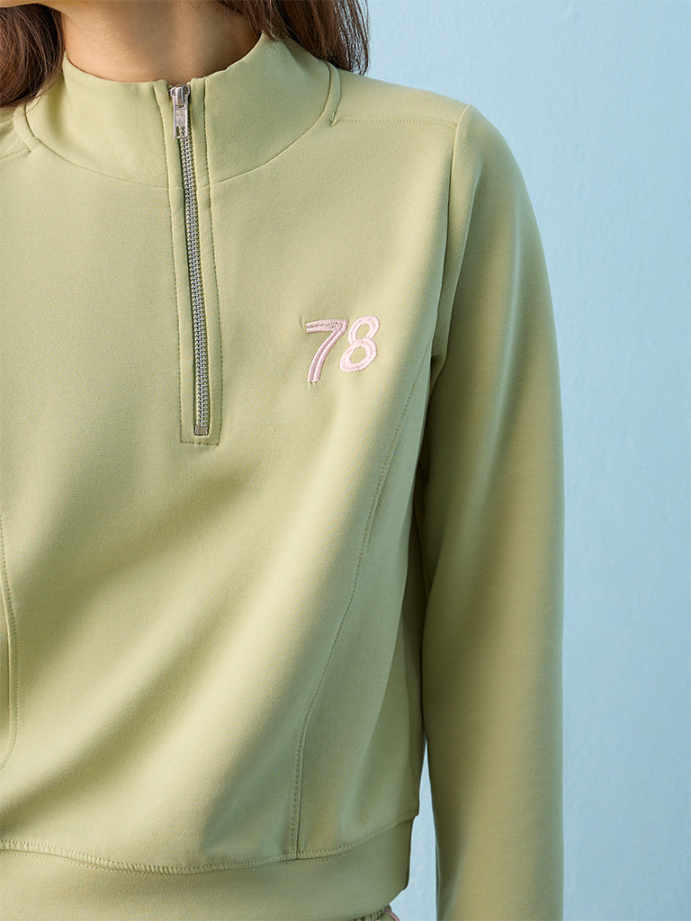 Nuoflexx Light Green Numerical-Detail Sweatshirt