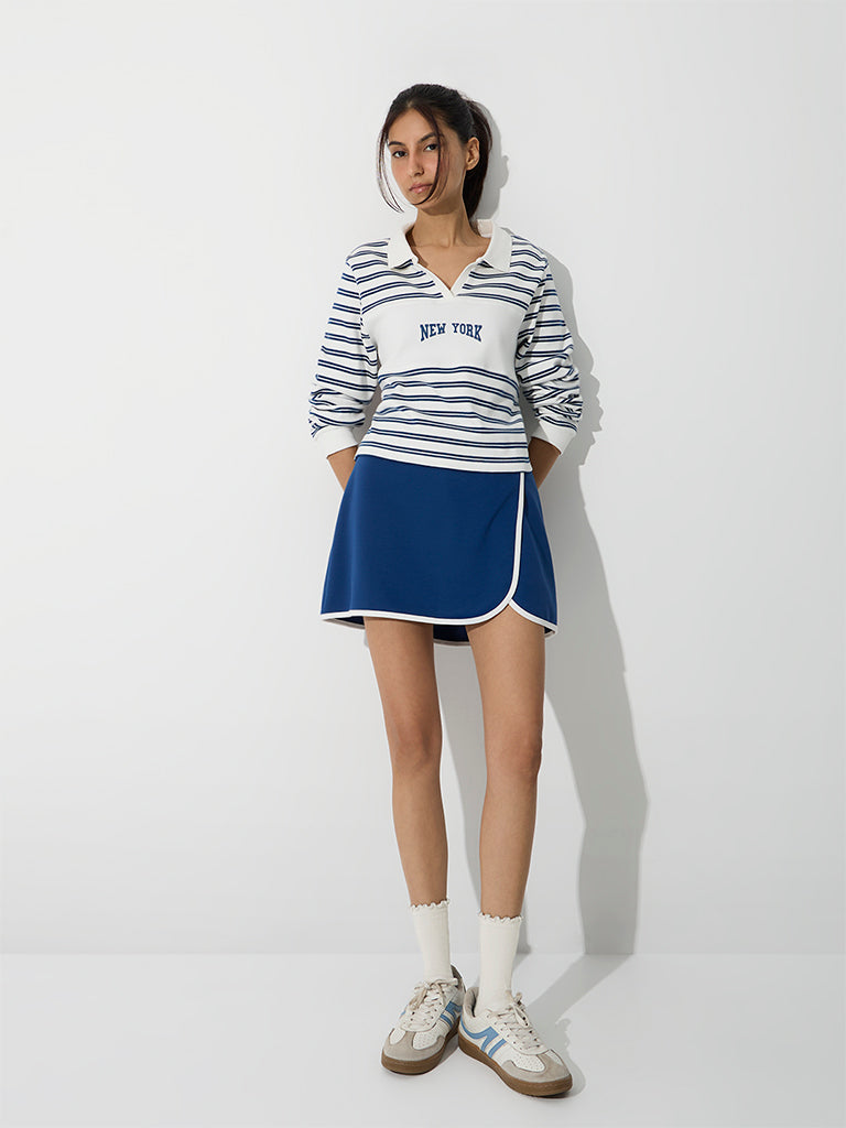 Nuoflexx Blue and White Striped Cotton T-Shirt
