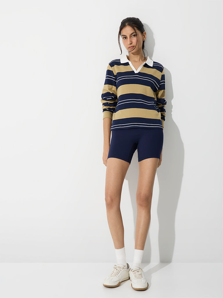 Nuoflexx Navy Striped Cotton T-Shirt