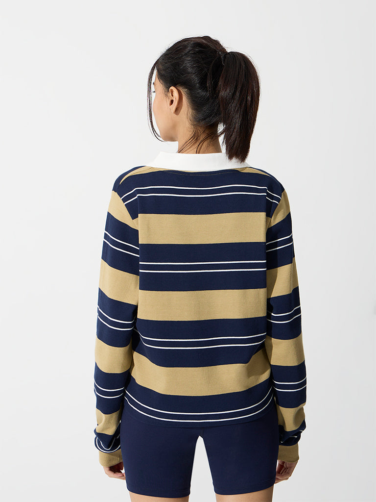 Nuoflexx Navy Striped Cotton T-Shirt