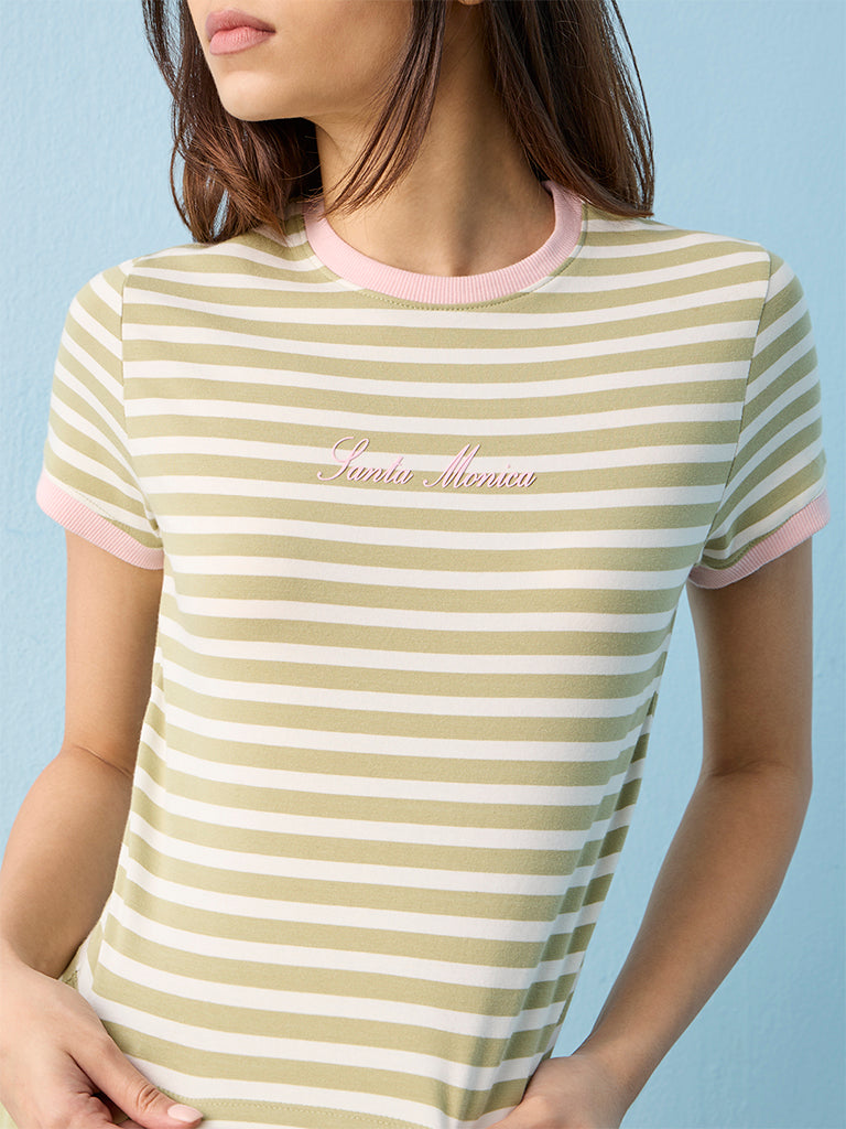 Nuoflexx Sage Striped Cotton-Blend T-Shirt