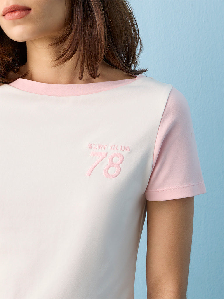 Nuoflexx White Embroidered Cotton-Blend T-Shirt