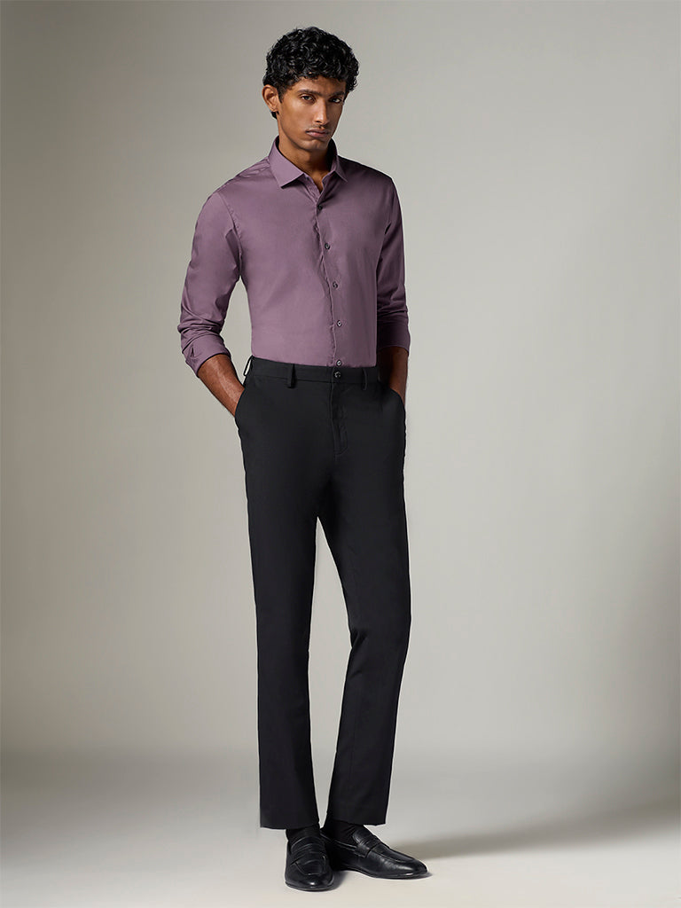 WES Formals  Mauve Ultra Slim-Fit Shirt