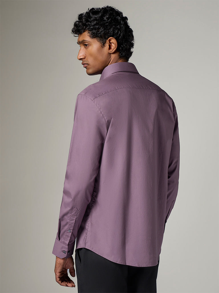 WES Formals  Mauve Ultra Slim-Fit Shirt