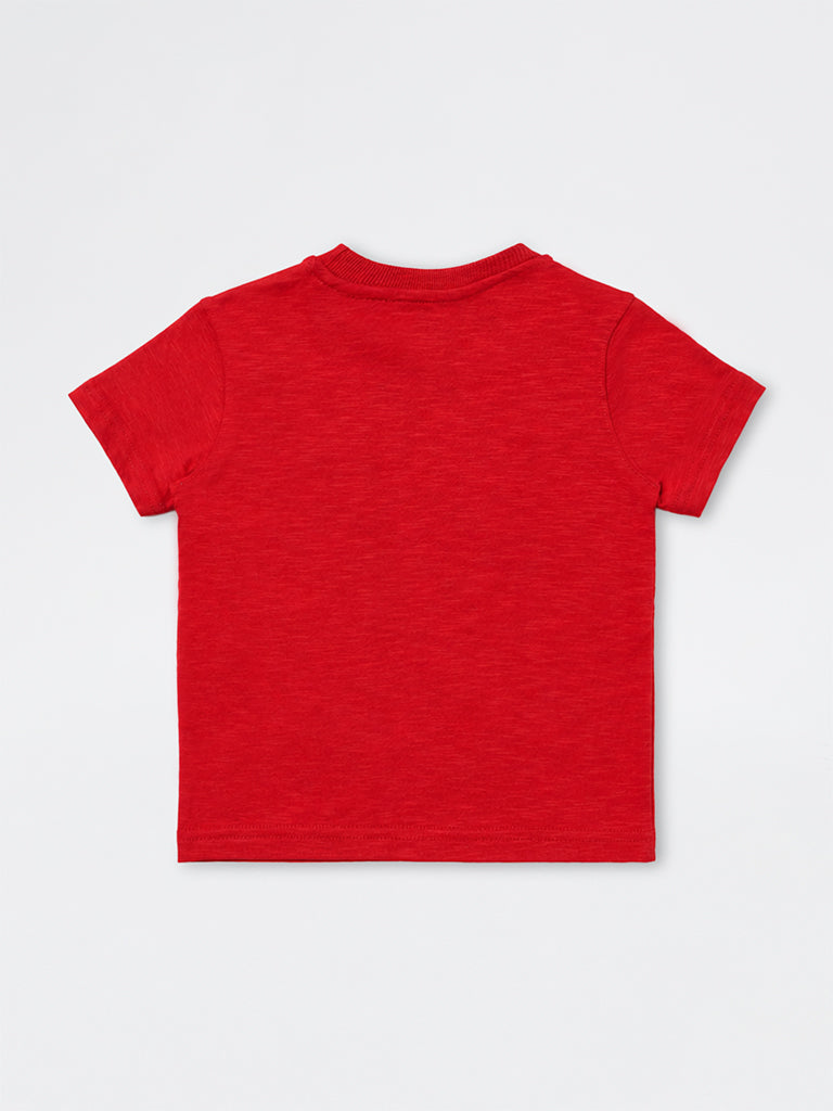 HOP Kids Boys Red Surf-Theme Cotton T-Shirt