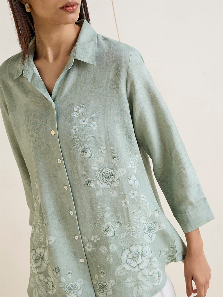 Zuba Sage Floral Printed Tunic