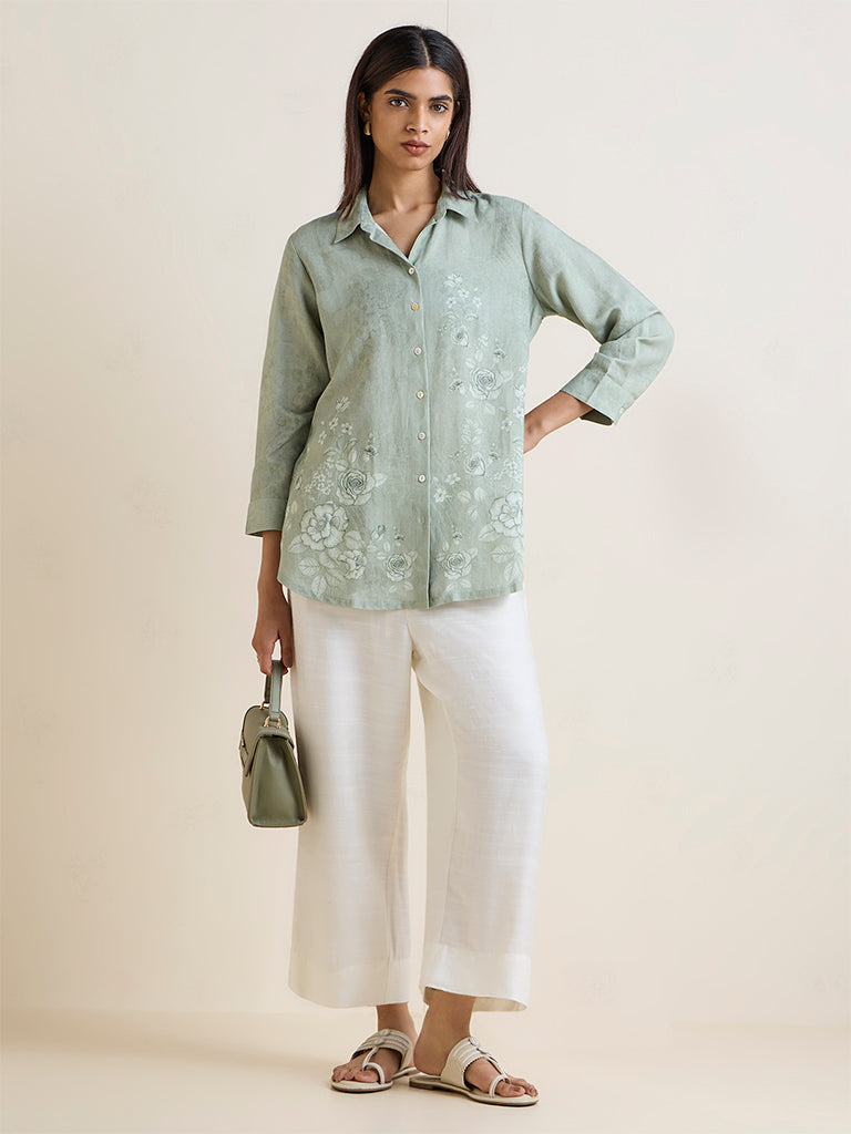 Zuba Sage Floral Printed Tunic