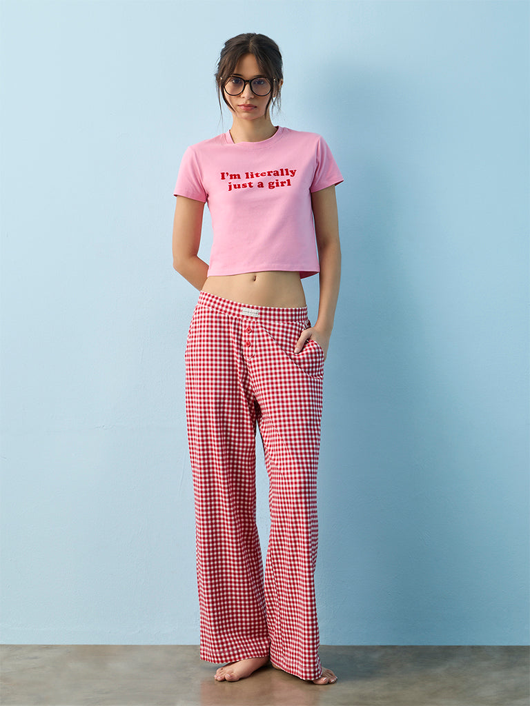 Superstar Pink Typographic Cotton-Blend T-Shirt