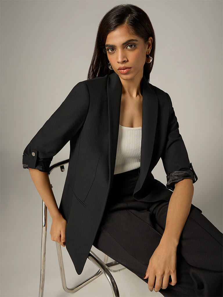 Wardrobe Black Solid Blazer