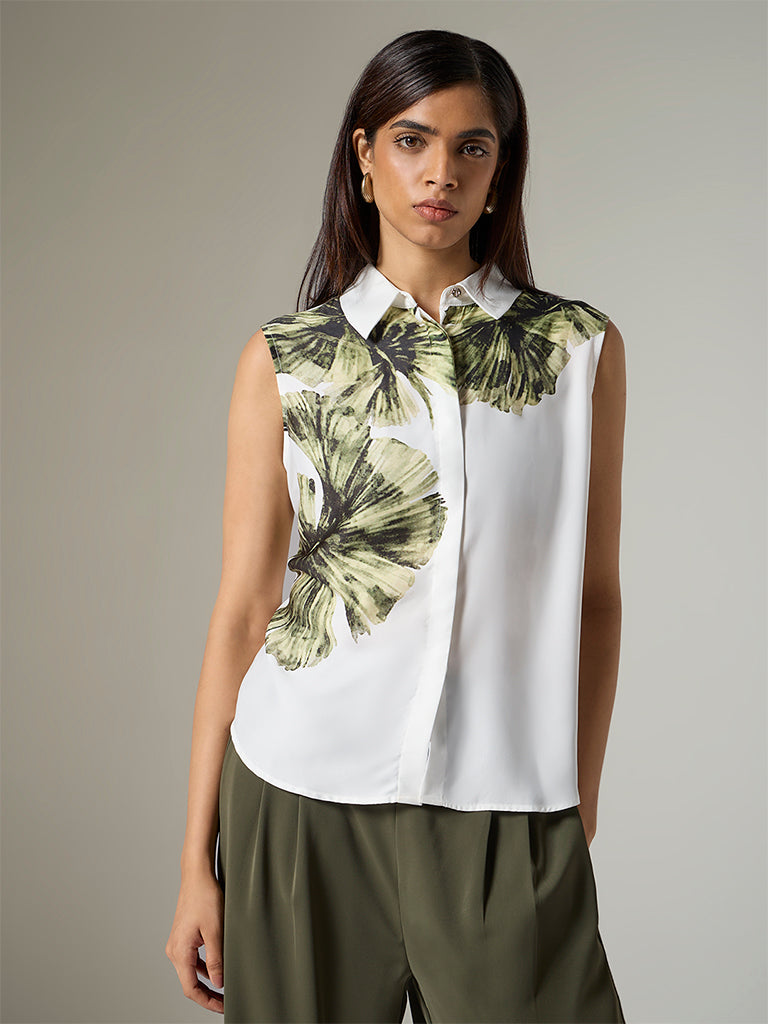 Wardrobe Ivory Foliage Printed Blouse
