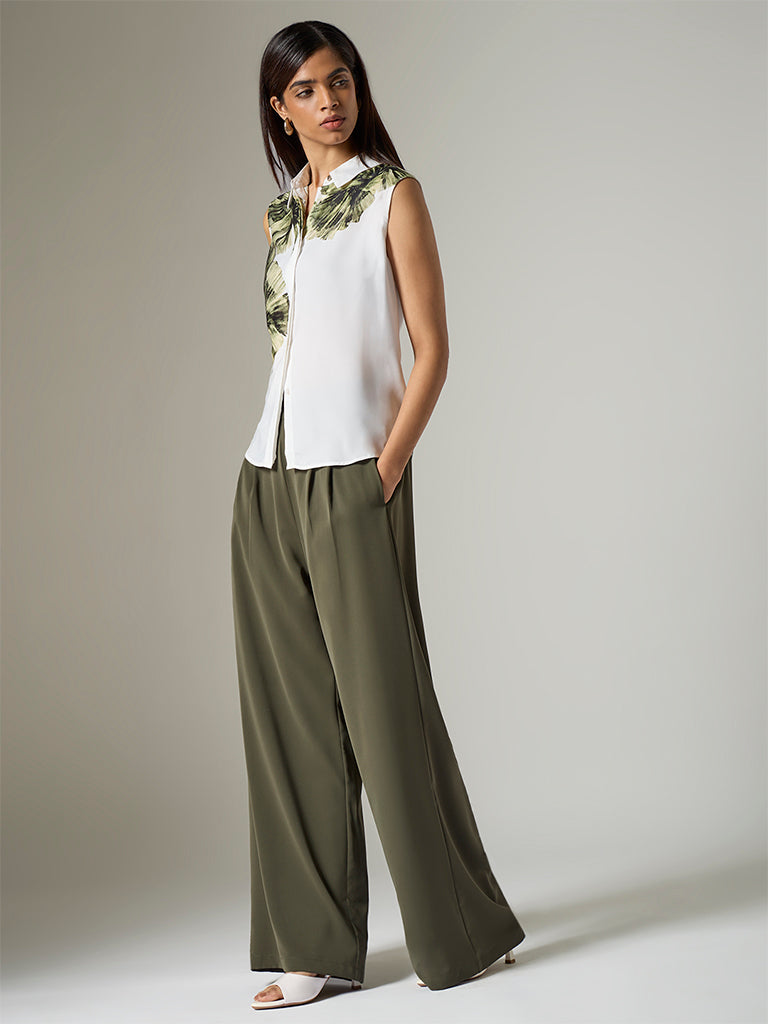 Wardrobe Olive Solid High-Rise Trousers