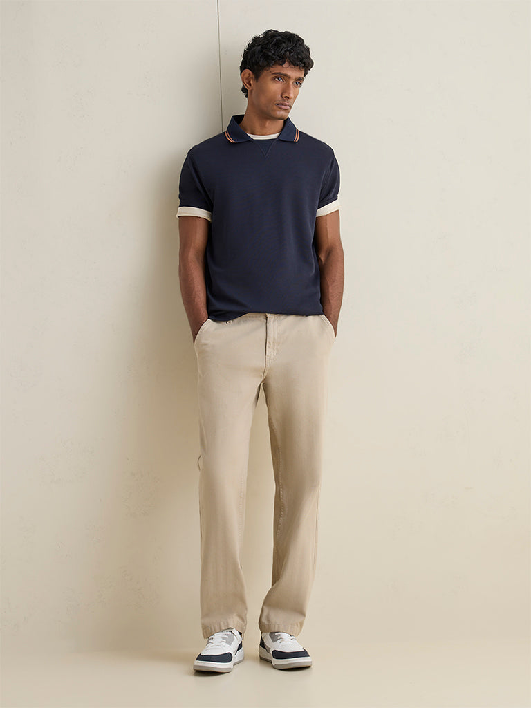 WES Casuals Navy Relaxed-Fit Cotton-Blend T-Shirt