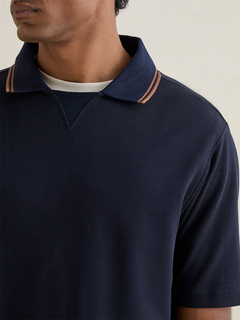WES Casuals Navy Relaxed-Fit Cotton-Blend T-Shirt