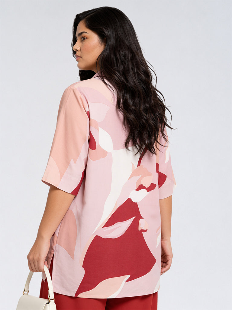 Diza Blush Pink Abstract Printed Tunic