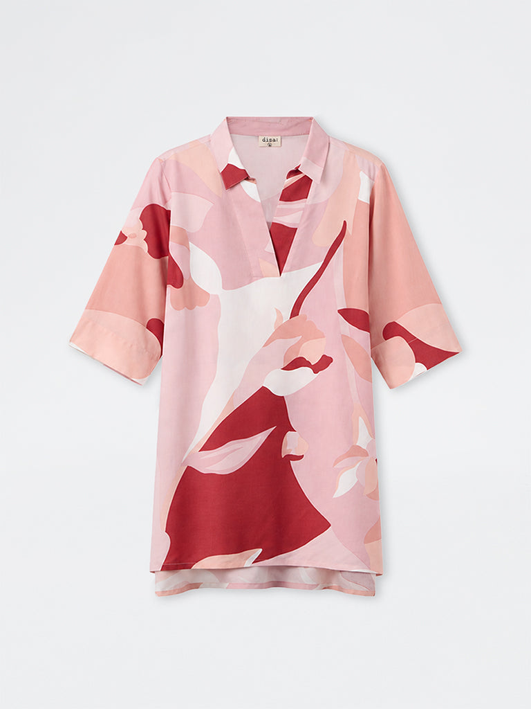 Diza Blush Pink Abstract Printed Tunic
