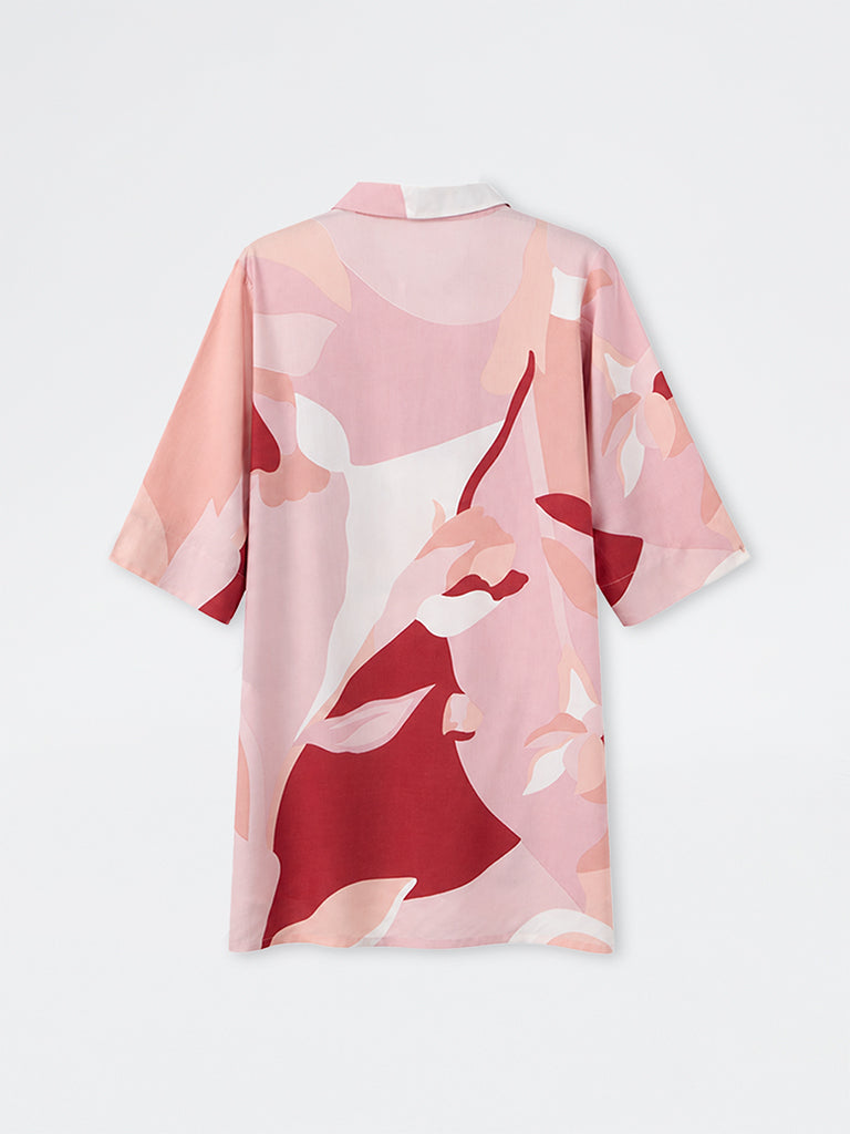 Diza Blush Pink Abstract Printed Tunic
