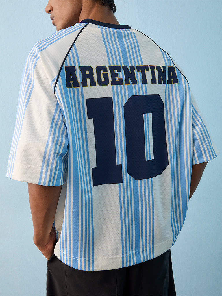 Nuon Blue and White Argentina Football Jersey