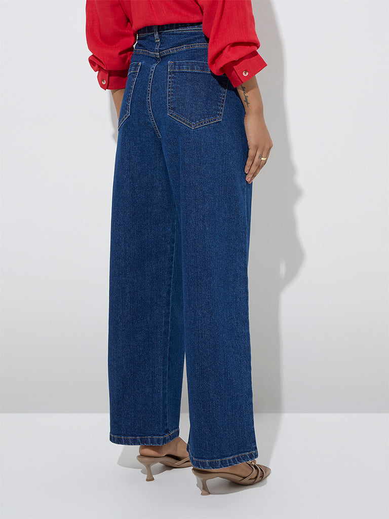 LOV Dark Blue Wide Leg - Fit High - Rise Jeans