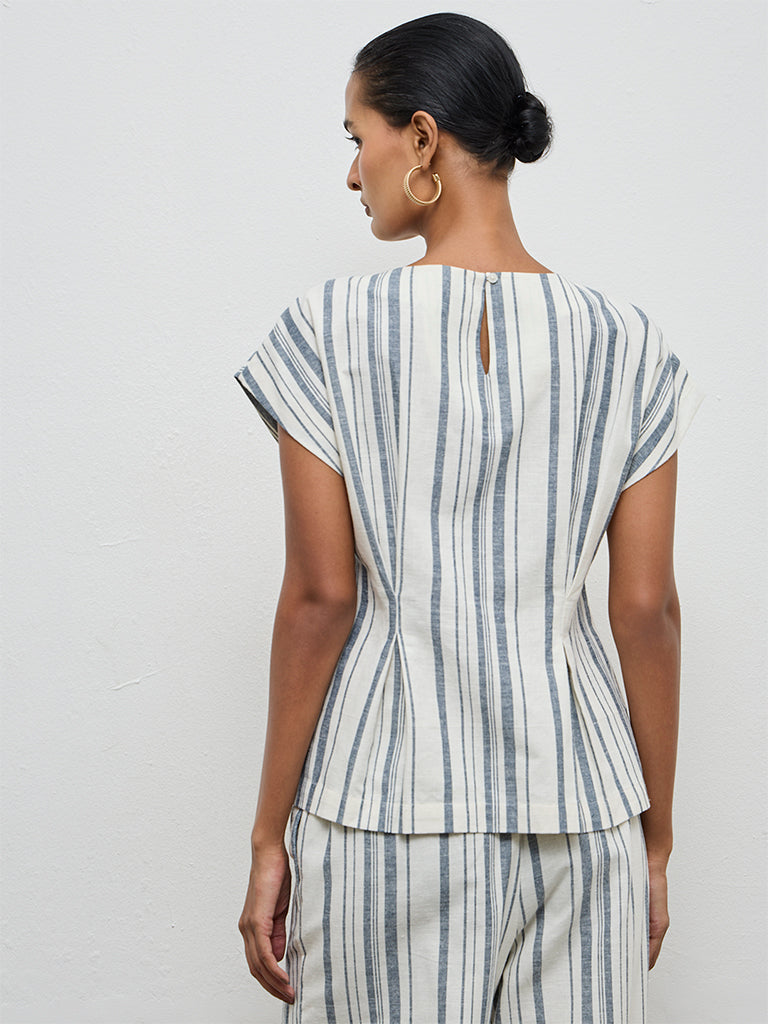 Wardrobe Ivory Striped Cotton-Blend Top