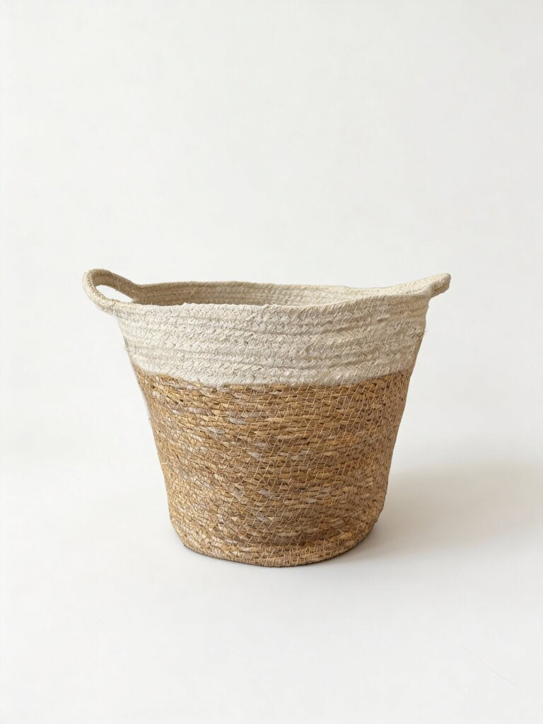 Westside Home White Basket with Handle