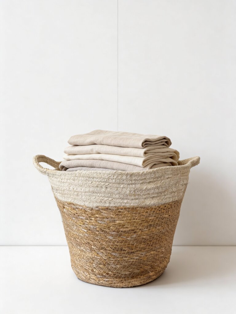 Westside Home White Basket with Handle