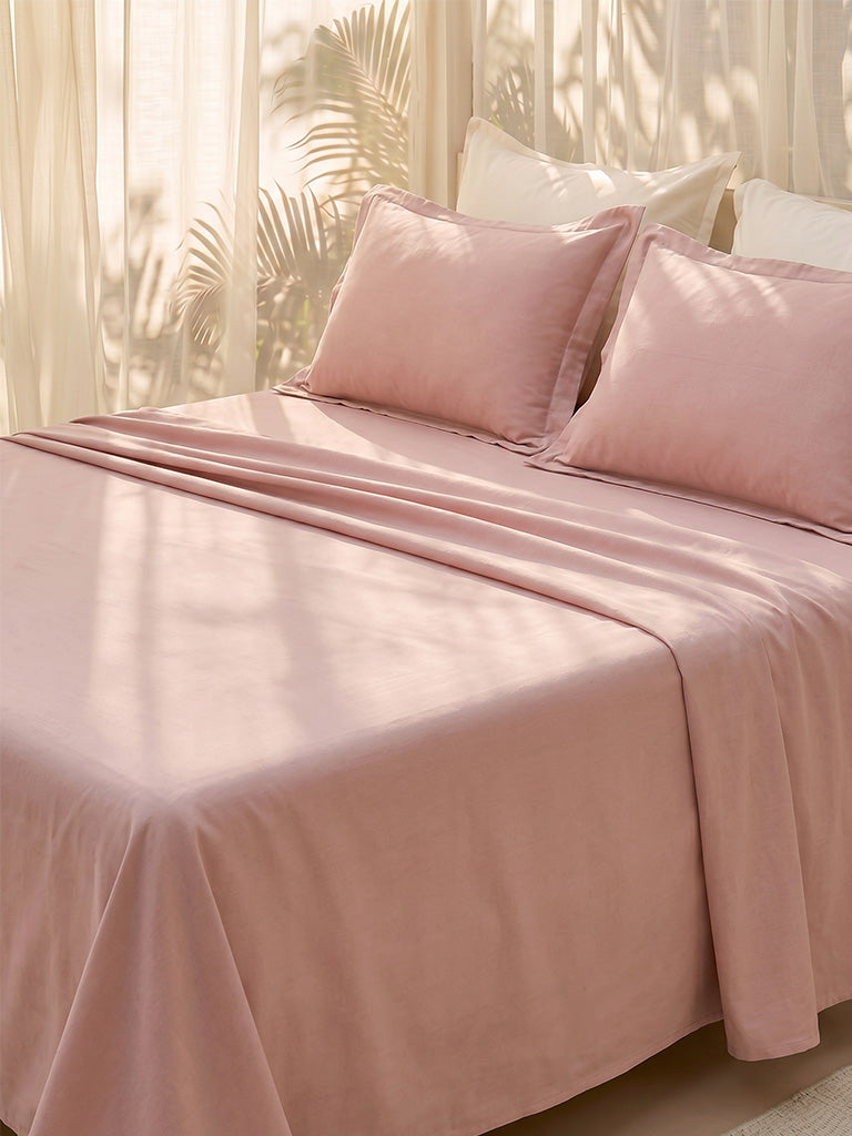 Westside Home Pink Solid King Bed Sheet Set