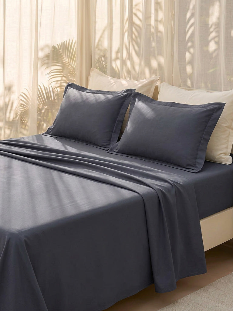 Westside Home Dusty Blue Solid King Bed Sheet Set
