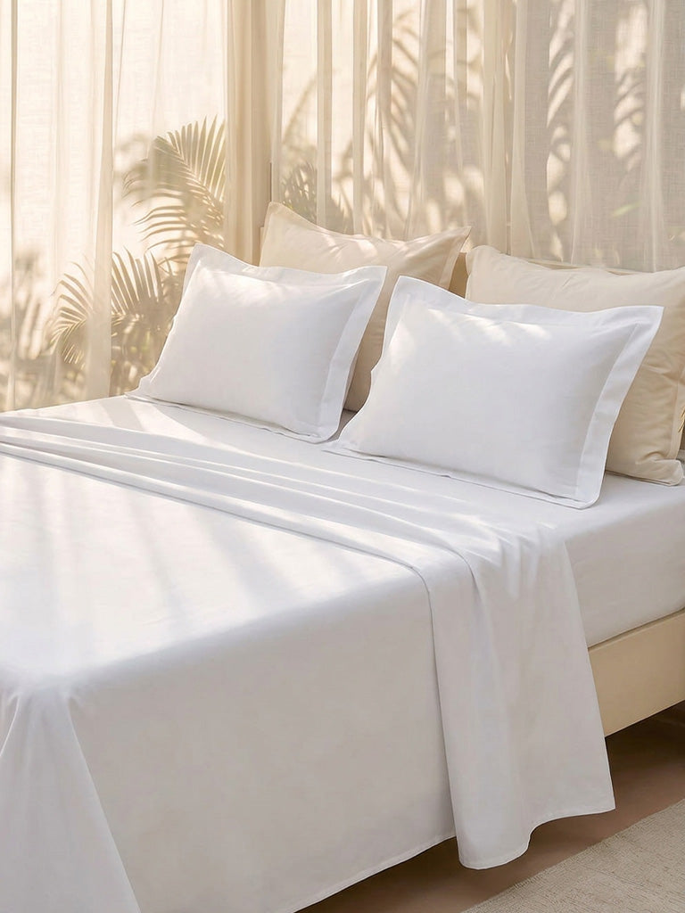 Westside Home White Solid King Bed Sheet Set