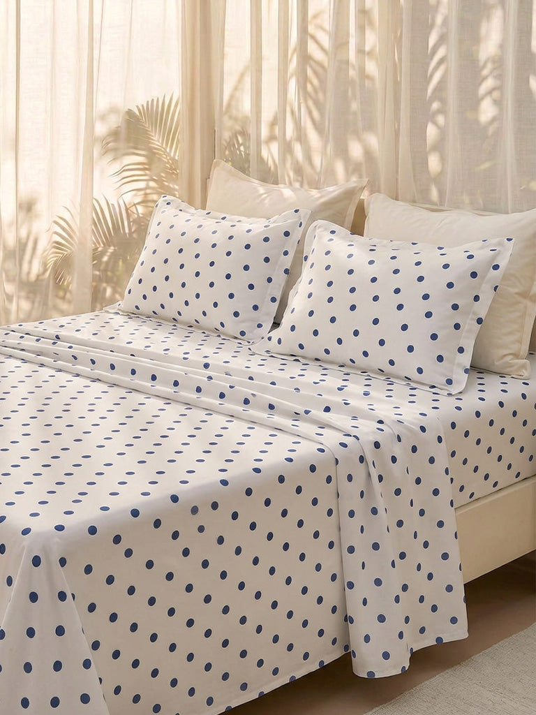 Westside Home Blue Polka Dot King Bed Sheet Set