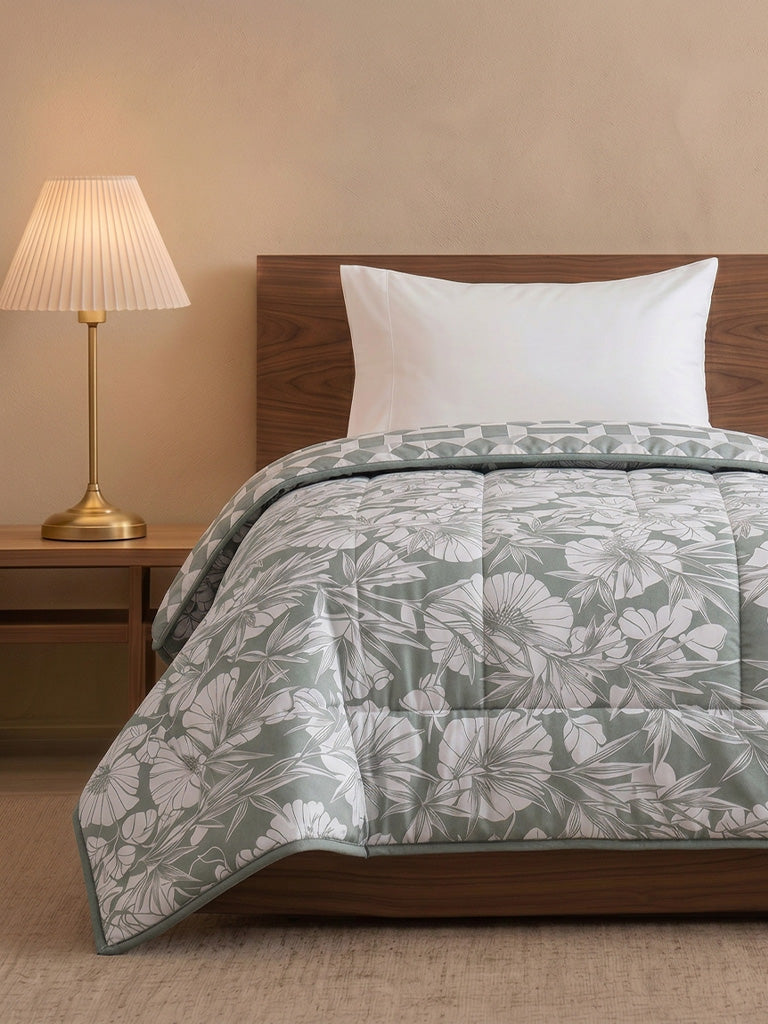 Westside Home Sage Floral Reversible Single Bed Comforter