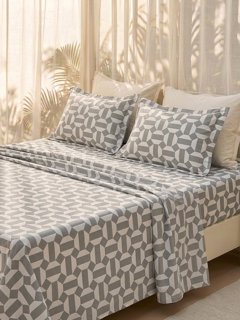Westside Home Sage Geometric Pattern Queen Bed Sheet Set