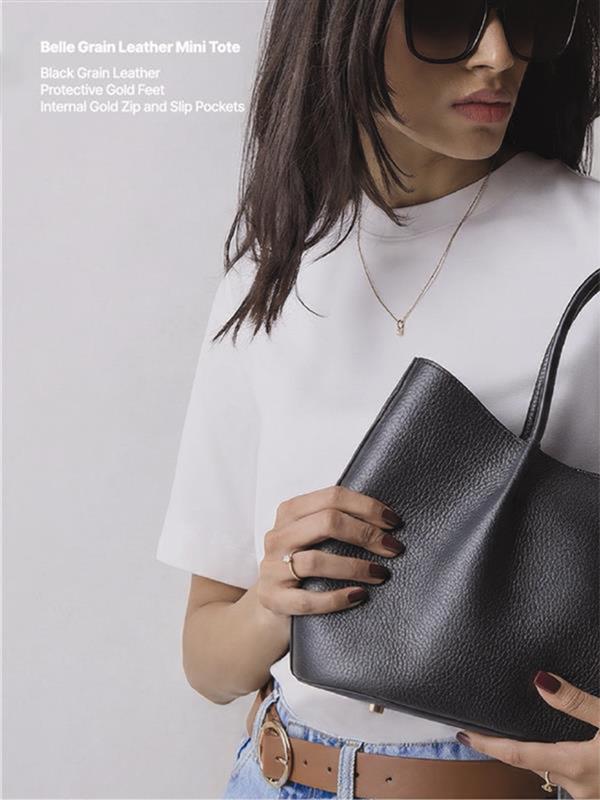 Belle Grain Leather Mini Tote
