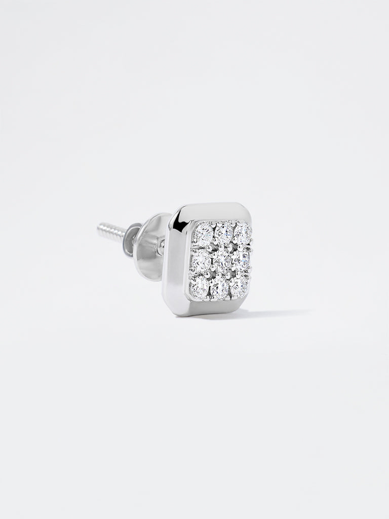 Men's Square Pave Lab Diamond Stud Earrings