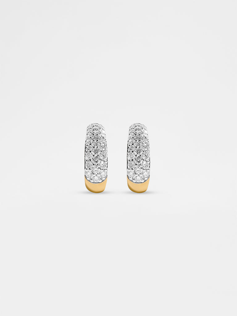 Pave Lab Diamond J-Shaped Hoop Earrings