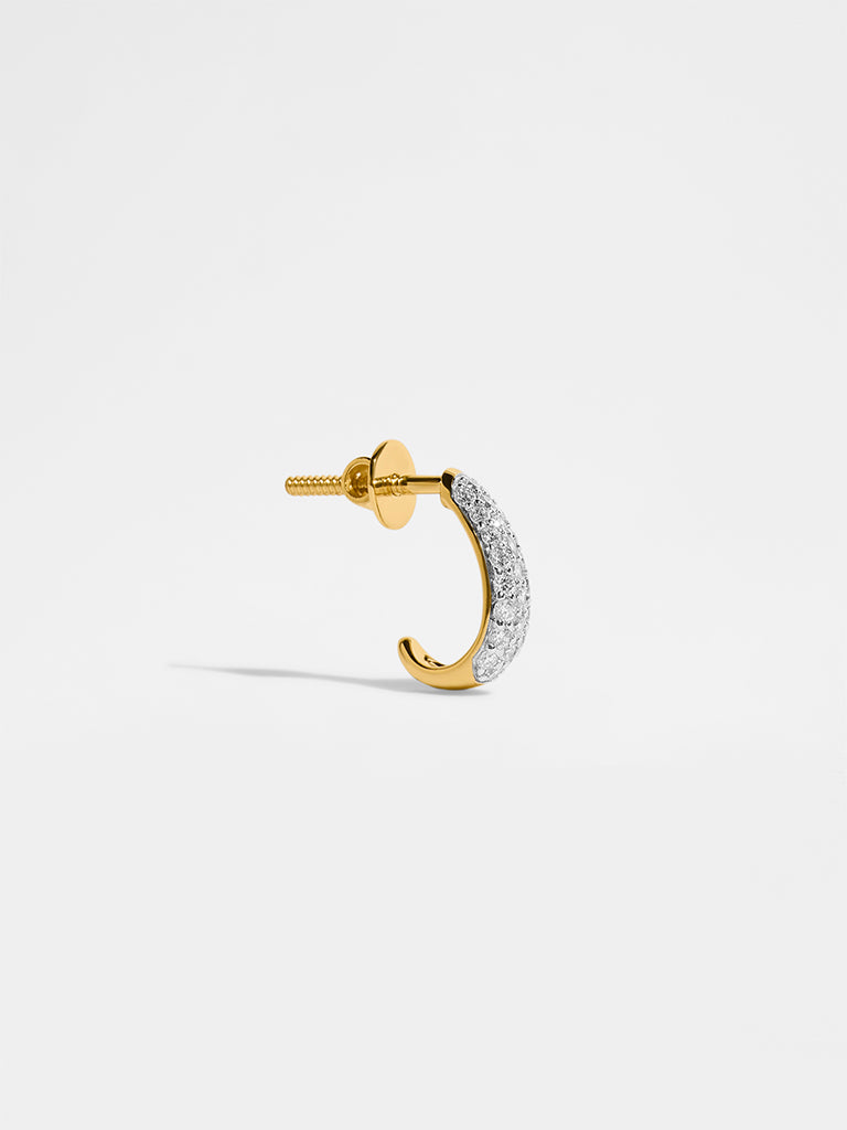 Pave Lab Diamond J-Shaped Hoop Earrings